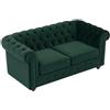 Vente-unique - Divano fisso 2 posti Chesterfield - velluto - verde