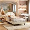 BIYFSDS Letto Singolo Imbottito 90x200 cm con Rete a Doghe, Letto da Principessa per Bambina con Testiera Regolabile Letto per Bambina 90x200 Letti per 1 Persona per Ragazza Adolescente, in Velluto