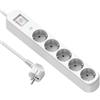 Electraline 62426 Multipresa Prima 5 prese Schuko 16A, con protezione contro le sovratensioni + Interruttore ON/OFF, Cavo 1.5M, Bianco