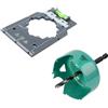 wolfcraft Set per Installazione Prese su Muri a Cassa Vuota, Per Preparazione di Installazioni Elettriche nel Cartongesso, 2 Pezzi con Dima di Marcatura e Sega a Tazza Ø 68 mm - 5901000