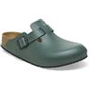 Birkenstock Pantofole da donna Boston zoccoli verdi in pelle taglia 40 stretta