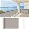 LOVE STORY Frangivista Balcono 90x300cm con Tessuto HDPE,Paravento per Balcone,Schermatura con Occhielli，Protezione UV per Patio Esterno, Giardino, Piscina，Taupe