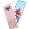 Yarxiawin Brillante Custodia per Samsung Galaxy Note 9, Effetto Glitter per Samsung Note 9 Cover Trasparente Silicone Sottile Leggera Morbida Rosa Case Elegante per Donne (Rosa)