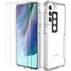ORETECH Cover per Samsung Galaxy S21 Fe, Custodia S21 Fe(6,4 Pollici), [2x Pellicola Protettiva in Vetro Temperato & 1x Pellicola Fotocamera] Antiurto Hard PC + Silicone Protettiva Case - Trasparente