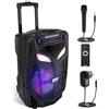 Pyle Cassa Bluetooth Portatile 800 Watt, Altoparlante Bluetooth con Subwoofer 30cm, Microfono Wireless, Ruote, Batteria Integrata 4 ore, Karaoke, Feste e Esterni