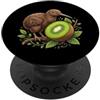 kiwi bird fruit slice leafy branch anima Kiwi Uccello Frutto Ramo Foglie Natura PopSockets PopGrip Adesivo