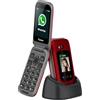 Funker E480 Telefono cellulare 4G per anziani con Whatsapp, tasti grandi, pulsante SOS e GPS, videochiamate, schermo 2.8, base di ricarica, fotocontatti, volume alto, facile da usare, colore rosso