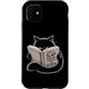 Funny Sarcastic Cat Meme Vintage Design Custodia per iPhone 11 Divertente gatto nero lettura libro animale meme vintage scarabocchio arte