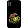 kiwi bird fruit slice leafy branch anima Custodia per iPhone X/XS Kiwi Uccello Frutto Ramo Foglie Natura