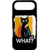 Funny Animal What Humor Joke Animal Meme Custodia per iPhone Air Black Cat What? Cat Meme Gatto nero Divertente Detto Animale
