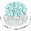 Preppy Mahjong Patterns Preppy Mahjong Piastrelle & Fiori, Mah Jongg in Aqua e Verde PopSockets PopGrip per MagSafe