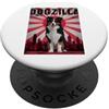 Border Collie Puppy Lover PS Divertente retrò giapponese Dogzilla Border Collie amante dei cani PopSockets PopGrip Adesivo