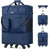 Hanke Valigia allungabile con ruote, leggera, grande capacità, espandibile e collassabile, borsa da viaggio per uomo e donna, Aggiornamento blu, m