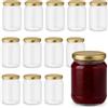 PALUPLUS 12 Barattoli in Vetro con Coperchio da 500 ml, Misura 9x12 cm, Vasetto vuoto con tappo twist off a Chiusura Ermetica, vasi sottovetro per marmellate, conserve, bomboniere -6649F -5,8