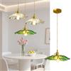 PANNN Lampada A Sospensione In Vetro Verde E27 Lampadario Vintage In Ottone Chandelier Floreale Bianco Lampa Da Tavolo Da Pranzo Contemporanea Adatta Per Sala Da Pranzo Soggiorno Camera Da Letto(A)