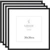 Veelot® 4x Cornice per Foto 30x30cm,Alluminio Metallo Nero,Passepartout 20X20cm,Cornice quadrata media certificati di documenti e diplomi,Solo espositore da parete