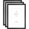 Veelot® 3x Cornici in Legno di Ayous nero per Foto A5 (14,8x21 cm),Passepartout 10x15 cm,Cornici in per Documenti,Diplomi o Stampe 15x21 cm - Da Parete o da Tavolo