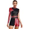 Raenseen Abito Da Ballo Donna Manica Lunga Body Metallizzato Con Manica Unica Paillettes Asimmetrico Body Da Danza Maglia Shorty Costume Da Ginnastica Costume Da Ballo Argento M