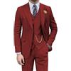 Pyiuhs Completo retrò da Uomo in 3 Pezzi, in Tweed a Spina di Pesce, Slim Fit, per testimoni dello Sposo, Set Smoking Marrone, Giacca da Ballo da Ballo, Blazer, Gilet e Pantaloni per Uomo, Beige, XL
