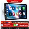 Podofo 9 pollici Carplay Android Auto Lettore MP5 per auto Supporto D-Play EQ BT FM AM Lettore multimediale per auto Controllo volante USB