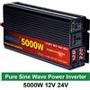 EASUN POWER Inverter per Auto a Onda Sinusoidale Pura 4000W 5000W, da DC 12V 24V a AC 220V, Convertitore Portatile con Funzione Power Bank
