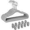 Finnhomy Grucce antiscivolo per neonati e bambini, confezione da 30 grucce in velluto con 10 clip per dita, colore grigio