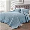 Kingnex Copriletto oversize king size 120 x 118 per letto California King/king size, set di 3 pezzi, 1 trapunta 2 federe per cuscini, blu spa