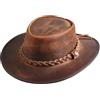 Sidewinder Cappello da Cowboy in Vera Pelle Australiana Stile Occidentale a Tesa Larga Reale Resistente all'Acqua Outback Vintage, Rosso, X-Large