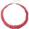 COOLSTEELANDBEYOND Rosso Cerchio Disco Pietre Perlina Catena Pendente Girocollo Choker Collana, Festa Abito da Sera Banchetti