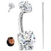 Sllaiss Piercing Ombelico Titanio G23 con Moissanite Brillantino | 14G Navel Piercing Titanio Ipoallergenico Curvo Oro 18K Placcato Piercing Pancia Banana Gioielli per Ombelico 10mm
