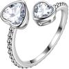 Aurora Tears Anello regolabile con pietra portafortuna in argento Sterling 925 con pietra portafortuna anello aperto gioielli regalo per donne e uomini DR0190, Metallo, Zirconie sintetico