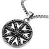 COOLSTEELANDBEYOND Grande Ruota del Dharma Chakra Símbolo Budista Ciondolo, Collana con Pendente da Uomo Donna, Acciaio, Catena 75CM