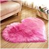 GUOCU Tappeto a Pelo Lungo,Tappeto Peloso in Pelliccia Sintetica,a Forma di Cuore,Imitazione Lana Tappeto Salotto Tappeti Camera da Letto Moquette Tappetino Antiscivolo per Soggiorno,Divano Rose 50x60CM