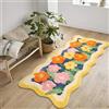 Aldopein - Tappeto, motivo floreale boho, adorabile, per bagno, cucina, 5 x 12,7 cm, antiscivolo, lavabile, stile bohémien chic, per ingresso, arruffato, colorato, arancione/giallo, fiore, margherita,