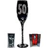 FRAMAN Bicchiere da Cava (Champagne) per regalo di compleanno originale, inciso i numeri delle età (50 anni nero)