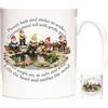 KAZMUGZ Tazza da caffè con gnomo da giardino, 325 ml, simpatica tazza da caffè con illustrazione colorata del giardino e poesia, tazza da tè in ceramica per giardinieri, amanti della natura e