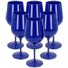 argentoè Calici Gioia in Plastica Rigida SAN 37cl - Infrangibili, Riutilizzabili, Lavabili in Lavastoviglie - Ideali per Vino, Champagne, Cocktail, Eventi, Giardino, Piscina, Barca (Set 6pz Blu)