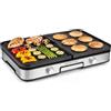 COSTWAY 3 in 1 Griglia Barbecue Elettrica, 2000W Piastra Grill Elettrica con 2 Piastre Reversibili, 2 Manopole per Controllo della Temperatura, Griglia da Tavolo Antiaderente per BBQ e Campeggio
