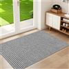 BEISIFLOOR Zerbino per Ingresso 80 x 120 cm, Ultra Sottile Zerbino Interno ed Esterno Assorbente, Lavabile in Lavatrice Tappeto Ingresso Interno Antiscivolo, Tappetino Entrata, Grigio Bianco