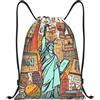 Generic Zaino con Coulisse New York American Theme Sacchetta Sportiva Leggero Borsa con Coulisse Grande capacità Drawstring Backpack per Scuola Spiaggia Viaggi