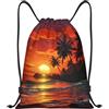 Generic Zaino con Coulisse Tropical Sunset Sportiva Zainetto Impermeabile Drawstring Backpack Resistente Sacca da Palestra per Scuola Vacanze Viaggi