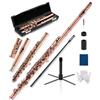 AKLOT Flauto da concerto in Do a fori chiusi: strumento flauto con 16 chiavi, Sol sfalsato, chiavi in cupronichel liscio, cuscinetti ermetici, include elegante custodia rigida in pelle, kit di pulizia