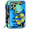 SJ GANG STYLE JAM GANG Astuccio Scuola 3 zip SOFT POUCH BOY, Blu, Triplo Scomparto, 45 pezzi, Portapenne Attrezzato, Completo di matite, penne e colori, Accessori Zaino, Scuola elementare, Bambino