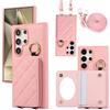 YDIJCYAN Custodia per Samsung Galaxy S24 Ultra, Semi-Automatica [Protezione Cerniera] Protezione Anticaduta in Pelle di Alta Qualità, Con specchio per il trucco,Cover per (Rosa)