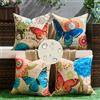 DecorMommt Cuscini da Esterno 45 x 45 Fodera per Cuscino Impermeabile Divano Fiore Verde Farfalla Cuscini per Divano Decorativo in Lino Cuscino per Divano Letto Amaca da Giardino Set di 4