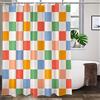 Lovetar Tenda da doccia in stile retrò a scacchi vintage anni '60 e '70, lavabile, impermeabile, set di tende da bagno per bagno, decorazione artistica con 12 ganci, 183 x 183 cm