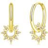 Cangall - Orecchini in Argento 925, Orecchini a Cerchio in Argento Sterling con Ciondolo di Luna, Sole e Stella, Orecchini Ipoallergenici Leggeri in Argento, Orecchini a Cerchio Argento Gioielli