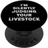 FUNNY FARMER PRODUCTS I'm Silently Judging Your Livestock Farmer Funny Dairy Mucca PopSockets PopGrip Adesivo
