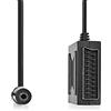 NEDIS SCART - Cavo SCART maschio - presa SCART/presa 3,5 mm - nichelato - 480p - 0,20 m - rotondo - PVC - nero - scatola
