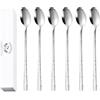 TSWEIHOME Set di 6 cucchiaini da tè in acciaio inox martellato da 21,3 cm, manico lungo, cucchiaini da caffè, gelato, cucchiaini da cocktail in acciaio inox